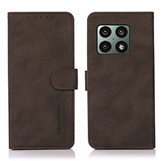 Custodia Portafoglio In Pelle Cover con Supporto D01Y per OnePlus 10 Pro 5G Marrone