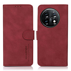 Custodia Portafoglio In Pelle Cover con Supporto D01Y per OnePlus 11 5G Rosso