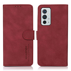 Custodia Portafoglio In Pelle Cover con Supporto D01Y per OnePlus 9RT 5G Rosso