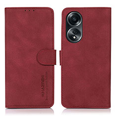 Custodia Portafoglio In Pelle Cover con Supporto D01Y per Oppo A18 Rosso