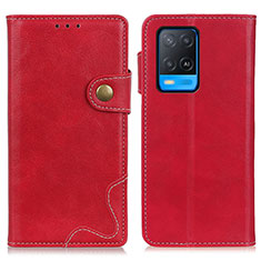 Custodia Portafoglio In Pelle Cover con Supporto D01Y per Oppo A54 4G Rosso