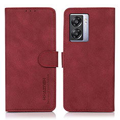 Custodia Portafoglio In Pelle Cover con Supporto D01Y per Oppo A57 5G Rosso