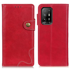 Custodia Portafoglio In Pelle Cover con Supporto D01Y per Oppo A94 5G Rosso