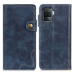 Custodia Portafoglio In Pelle Cover con Supporto D01Y per Oppo Reno5 F Blu