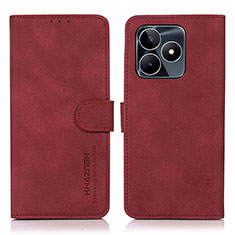 Custodia Portafoglio In Pelle Cover con Supporto D01Y per Realme C53 India Rosso