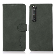 Custodia Portafoglio In Pelle Cover con Supporto D01Y per Sony Xperia 1 III Verde