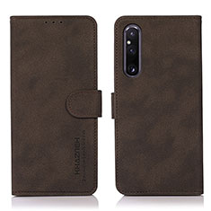 Custodia Portafoglio In Pelle Cover con Supporto D01Y per Sony Xperia 1 V Marrone