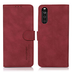 Custodia Portafoglio In Pelle Cover con Supporto D01Y per Sony Xperia 10 III Lite Rosso