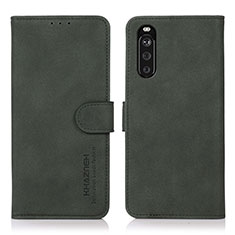 Custodia Portafoglio In Pelle Cover con Supporto D01Y per Sony Xperia 10 III Lite Verde