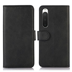 Custodia Portafoglio In Pelle Cover con Supporto D01Y per Sony Xperia 10 IV Nero