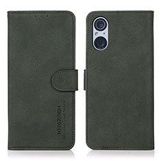 Custodia Portafoglio In Pelle Cover con Supporto D01Y per Sony Xperia 5 V Verde