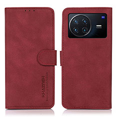 Custodia Portafoglio In Pelle Cover con Supporto D01Y per Vivo X Note Rosso