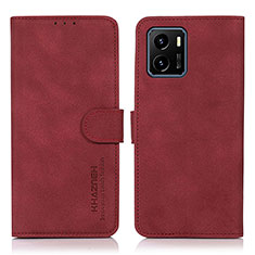 Custodia Portafoglio In Pelle Cover con Supporto D01Y per Vivo Y10 Rosso