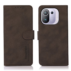 Custodia Portafoglio In Pelle Cover con Supporto D01Y per Xiaomi Mi 11 Pro 5G Marrone