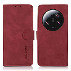 Custodia Portafoglio In Pelle Cover con Supporto D01Y per Xiaomi Mi 13 Ultra 5G Rosso