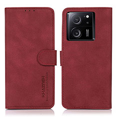 Custodia Portafoglio In Pelle Cover con Supporto D01Y per Xiaomi Mi 13T Pro 5G Rosso