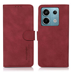 Custodia Portafoglio In Pelle Cover con Supporto D01Y per Xiaomi Redmi Note 13 Pro 5G Rosso