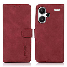 Custodia Portafoglio In Pelle Cover con Supporto D01Y per Xiaomi Redmi Note 13 Pro+ Plus 5G Rosso