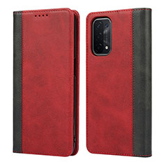 Custodia Portafoglio In Pelle Cover con Supporto D02T per Oppo A93 5G Rosso