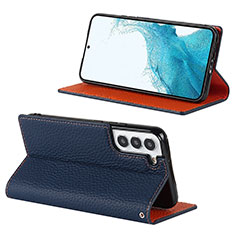 Custodia Portafoglio In Pelle Cover con Supporto D02T per Samsung Galaxy S21 5G Blu