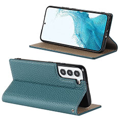 Custodia Portafoglio In Pelle Cover con Supporto D02T per Samsung Galaxy S21 Plus 5G Azzurro