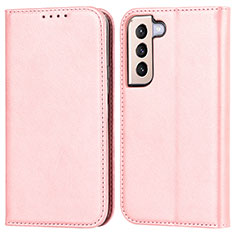 Custodia Portafoglio In Pelle Cover con Supporto D03T per Samsung Galaxy S21 5G Rosa