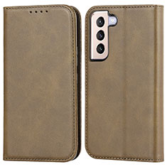 Custodia Portafoglio In Pelle Cover con Supporto D03T per Samsung Galaxy S22 5G Khaki