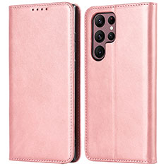 Custodia Portafoglio In Pelle Cover con Supporto D03T per Samsung Galaxy S23 Ultra 5G Rosa