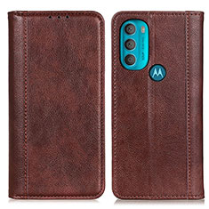 Custodia Portafoglio In Pelle Cover con Supporto D03Y per Motorola Moto G71 5G Marrone