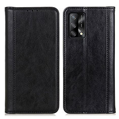 Custodia Portafoglio In Pelle Cover con Supporto D03Y per Oppo F19 Nero