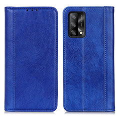 Custodia Portafoglio In Pelle Cover con Supporto D03Y per Oppo F19s Blu