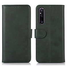 Custodia Portafoglio In Pelle Cover con Supporto D03Y per Sony Xperia 1 V Verde