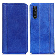 Custodia Portafoglio In Pelle Cover con Supporto D03Y per Sony Xperia 10 III Blu