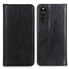 Custodia Portafoglio In Pelle Cover con Supporto D03Y per Sony Xperia 10 III Lite Nero