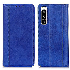 Custodia Portafoglio In Pelle Cover con Supporto D03Y per Sony Xperia 5 IV Blu