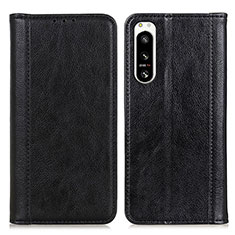 Custodia Portafoglio In Pelle Cover con Supporto D03Y per Sony Xperia 5 IV Nero