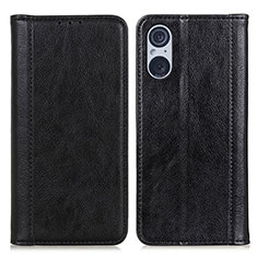 Custodia Portafoglio In Pelle Cover con Supporto D03Y per Sony Xperia 5 V Nero