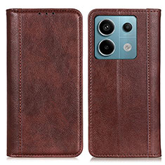 Custodia Portafoglio In Pelle Cover con Supporto D03Y per Xiaomi Redmi Note 13 Pro 5G Marrone