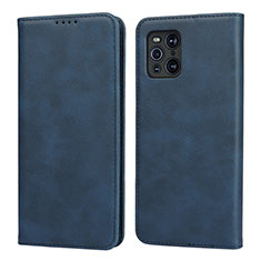 Custodia Portafoglio In Pelle Cover con Supporto D04T per Oppo Find X3 5G Blu