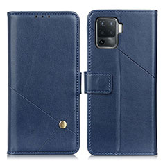 Custodia Portafoglio In Pelle Cover con Supporto D04Y per Oppo Reno5 F Blu