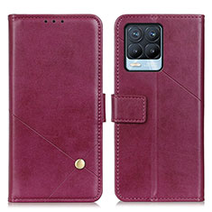 Custodia Portafoglio In Pelle Cover con Supporto D04Y per Realme 8 4G Rosso