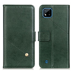 Custodia Portafoglio In Pelle Cover con Supporto D04Y per Realme C20 Verde