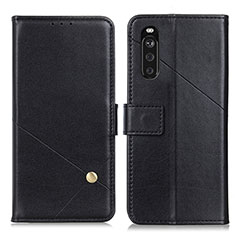 Custodia Portafoglio In Pelle Cover con Supporto D04Y per Sony Xperia 10 III Nero