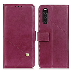 Custodia Portafoglio In Pelle Cover con Supporto D04Y per Sony Xperia 10 III SO-52B Viola