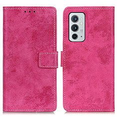 Custodia Portafoglio In Pelle Cover con Supporto D05Y per OnePlus 9RT 5G Rosa Caldo