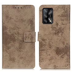 Custodia Portafoglio In Pelle Cover con Supporto D05Y per Oppo A95 4G Khaki