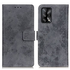 Custodia Portafoglio In Pelle Cover con Supporto D05Y per Oppo F19 Grigio