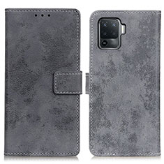 Custodia Portafoglio In Pelle Cover con Supporto D05Y per Oppo F19 Pro Grigio