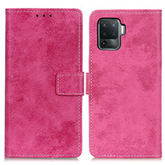 Custodia Portafoglio In Pelle Cover con Supporto D05Y per Oppo F19 Pro Rosa Caldo