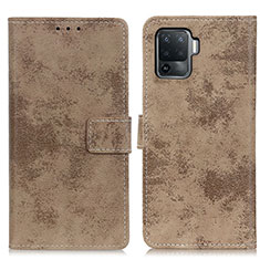 Custodia Portafoglio In Pelle Cover con Supporto D05Y per Oppo Reno5 F Khaki